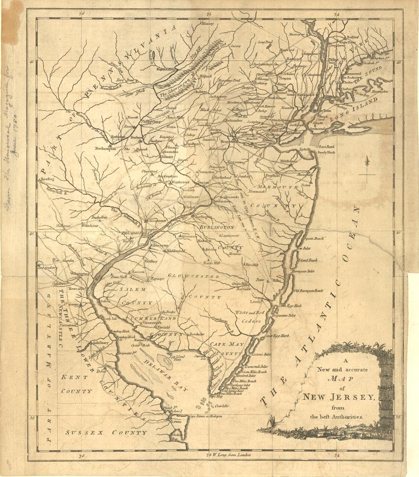 Maps New Jersey, 1780